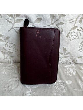 Vintage 1994 Day-Timer Leather Zip Planner Organizer With Inserts 6-Ring Binder